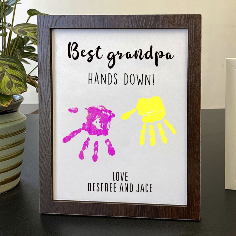 Gepersonaliseerde beste opa DIY handafdruk teken cadeau voor opa