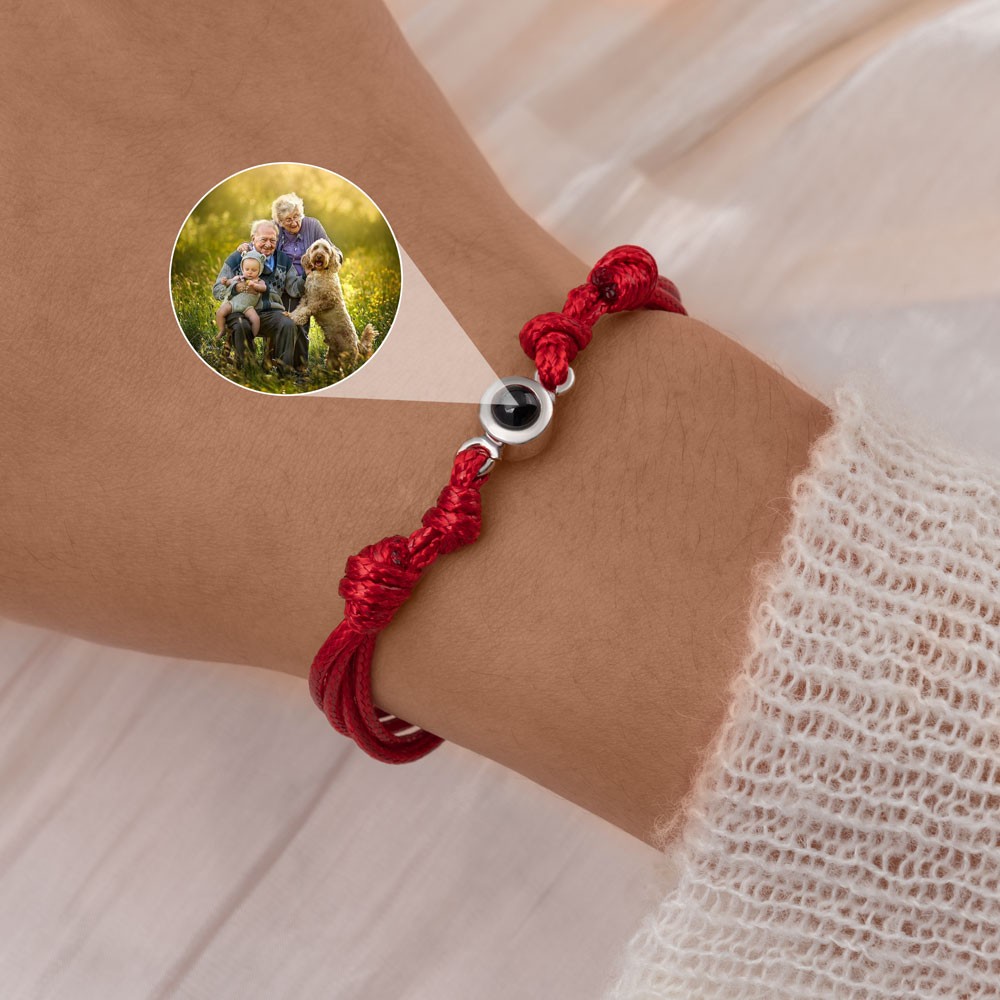 Gepersonaliseerde gevlochten touw Memorial Photo Projectie armband voor mama