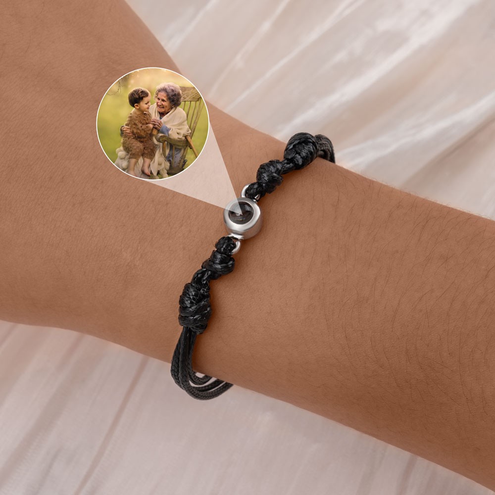 Gepersonaliseerde gevlochten touw Memorial Photo Projectie armband voor mama