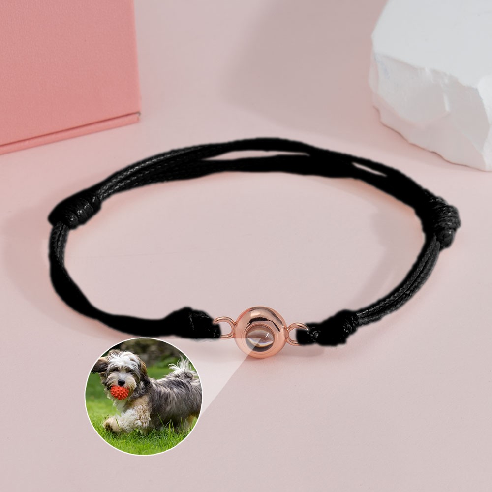 Gepersonaliseerde gevlochten touw huisdier fotoprojectie armband