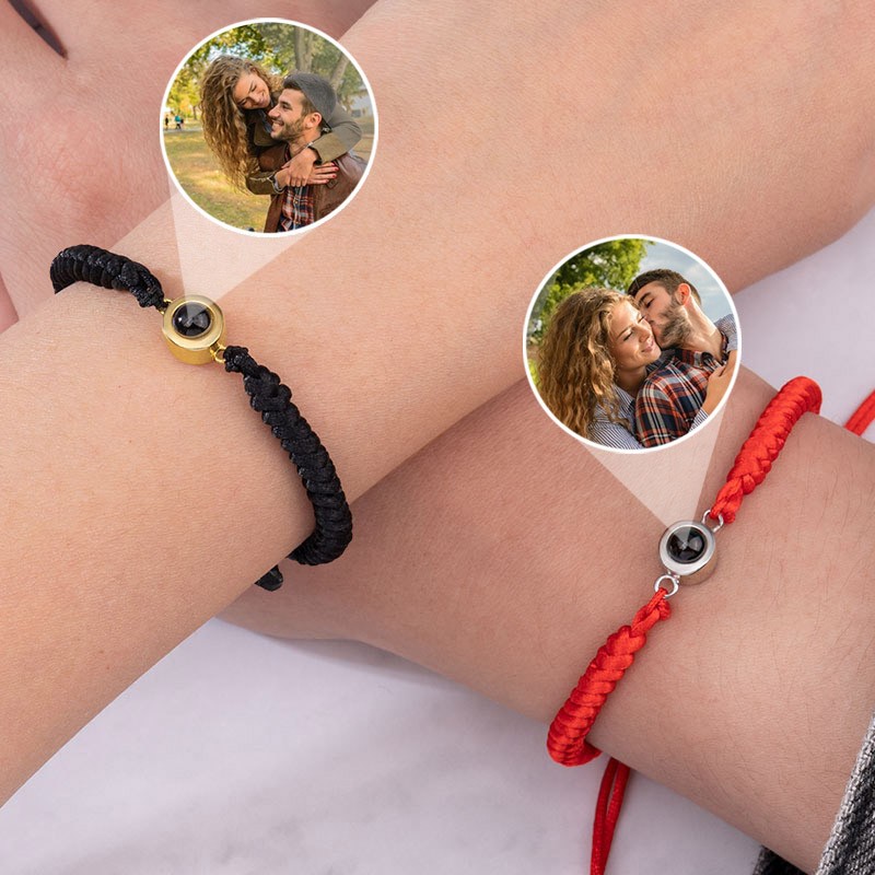 Gepersonaliseerde foto paar armband Kerstmis Valentijnsdag cadeau voor haar