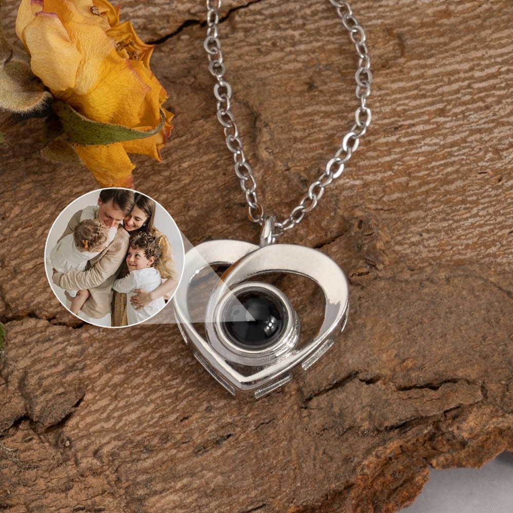 Gepersonaliseerde Hart Foto Projectie Ketting Cadeau voor mama