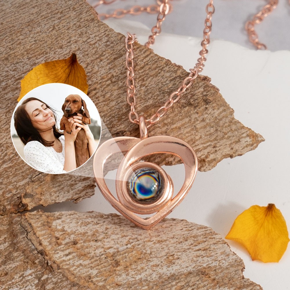 Gepersonaliseerde hart huisdier foto projectie ketting kerstcadeau voor haar