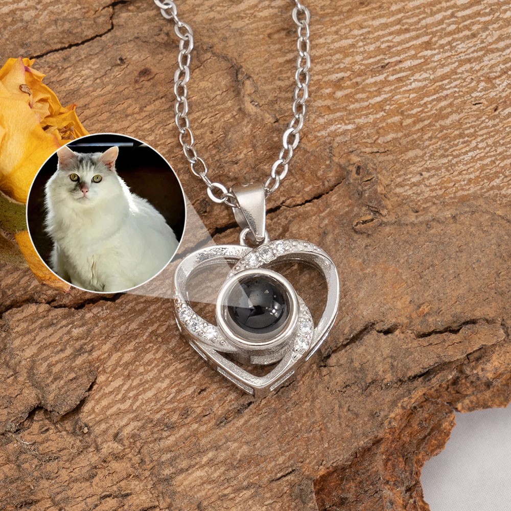 Gepersonaliseerde Heart Pet Photo Projectie Ketting Cadeau voor haar