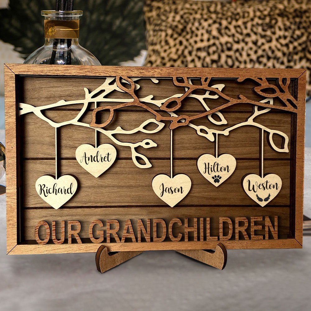 Stamboom houten frame aangepaste hangende hart stamboom teken familie adoptie cadeau Moederdag cadeau voor oma moeder verjaardagscadeau