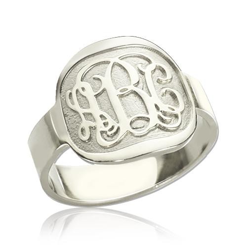 S925 sterling zilveren gepersonaliseerde gegraveerde monogramring