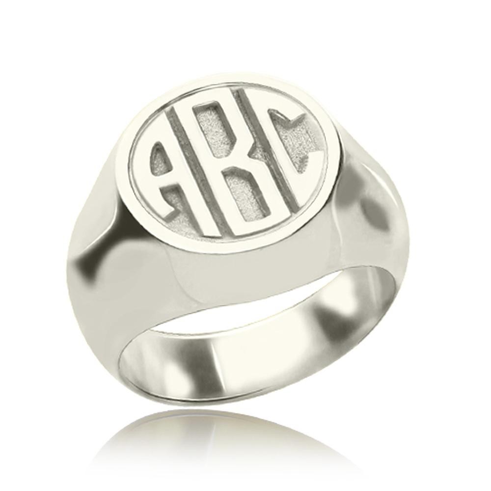 S925 sterling zilveren gepersonaliseerde gegraveerde monogramring