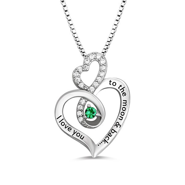 Aangepaste Infinity Heart Birthstone s925 sterling zilveren ketting