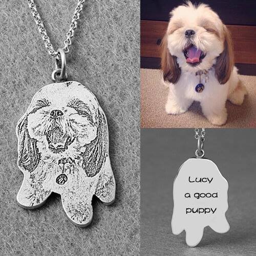 Custom Pet Photo Engraved  Necklace