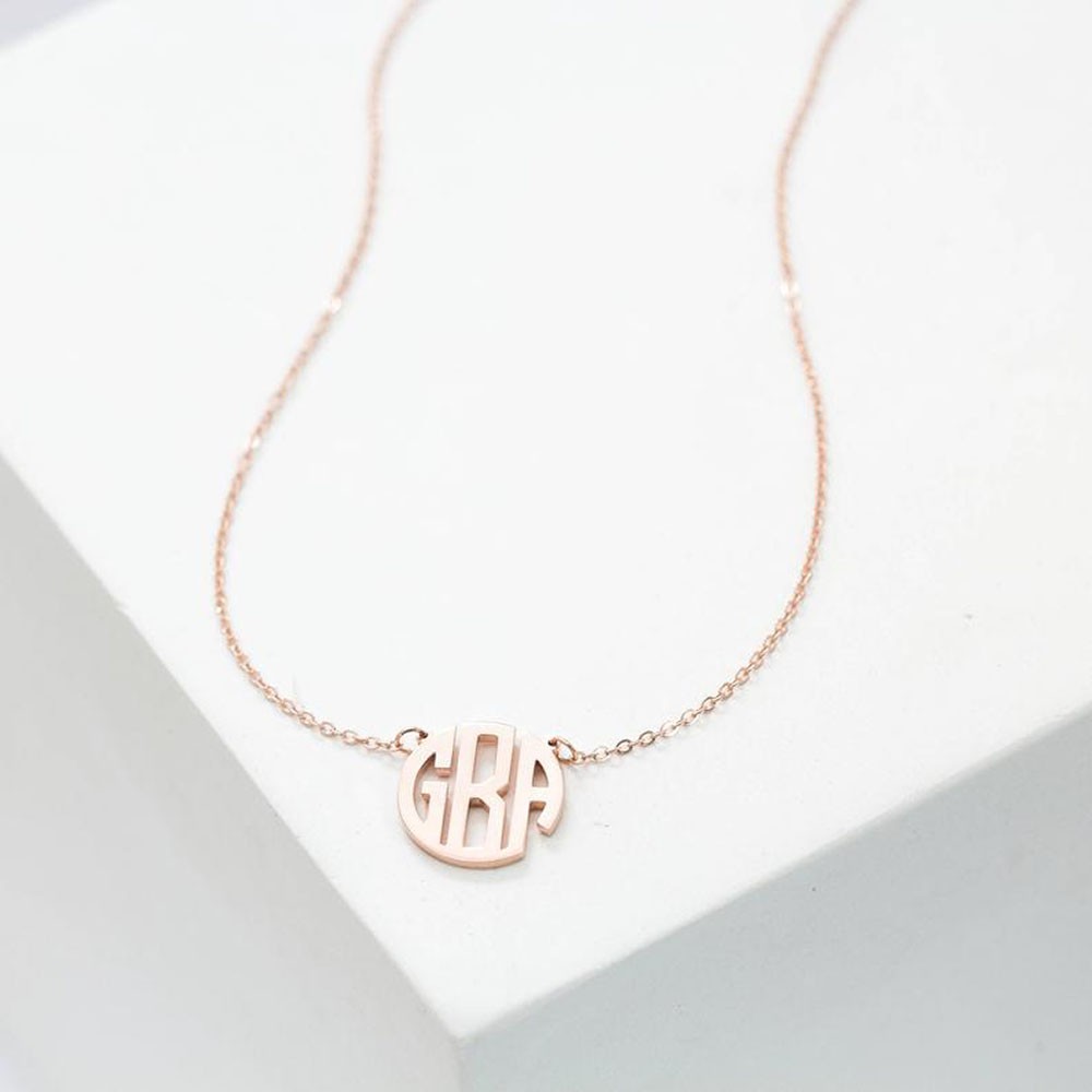 Sierlijke monogram ketting | Aangepaste blok monogram initialen ketting | Gepersonaliseerde naam sieraden