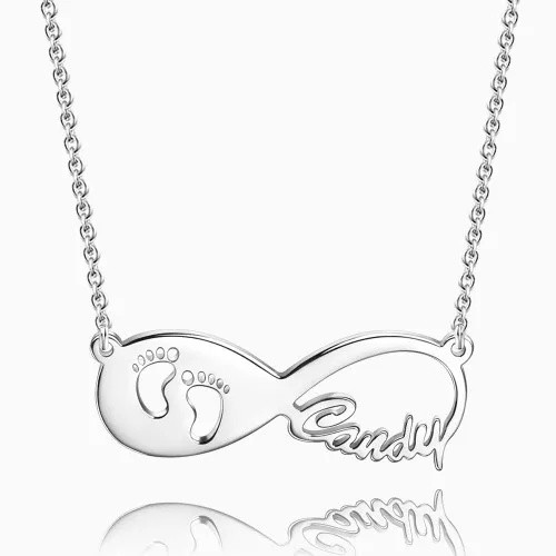 Baby voetafdruk Infinity naam ketting