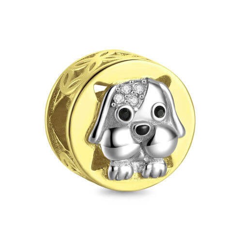 Schattige hond charme Swarovski kristal zilver