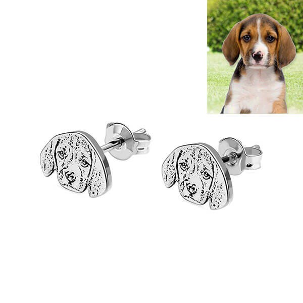 Gepersonaliseerde Pet Photo Stud Oorbellen in zilver