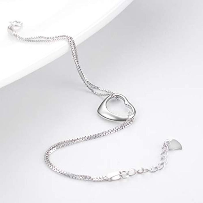 Ankle Heart Charm Bracelet Sterling Silver Anklet Chain Armband Beach Foot Sieraden voor vrouwen