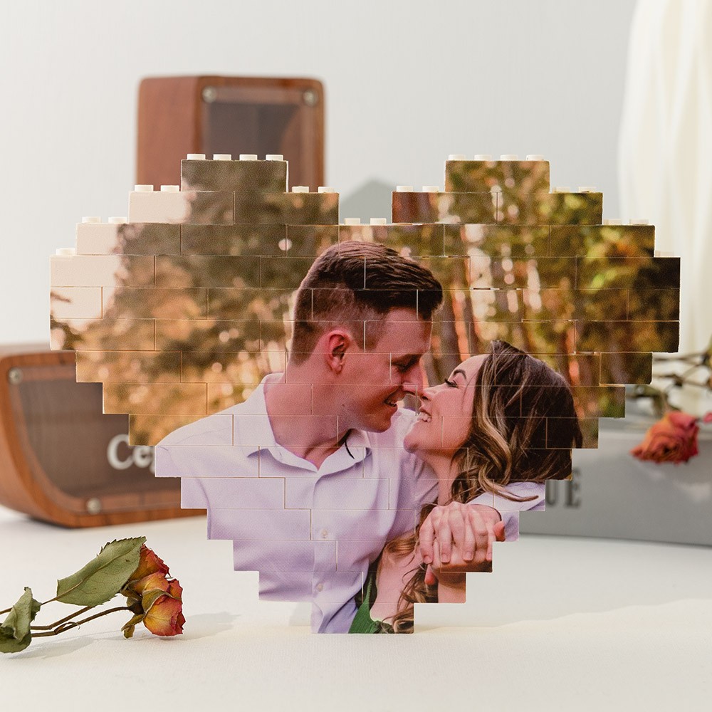 Gepersonaliseerde hartvormige foto blok liefdescadeau voor haar Valentijnsdag cadeau voor soulmate verjaardagscadeau voor vrouw