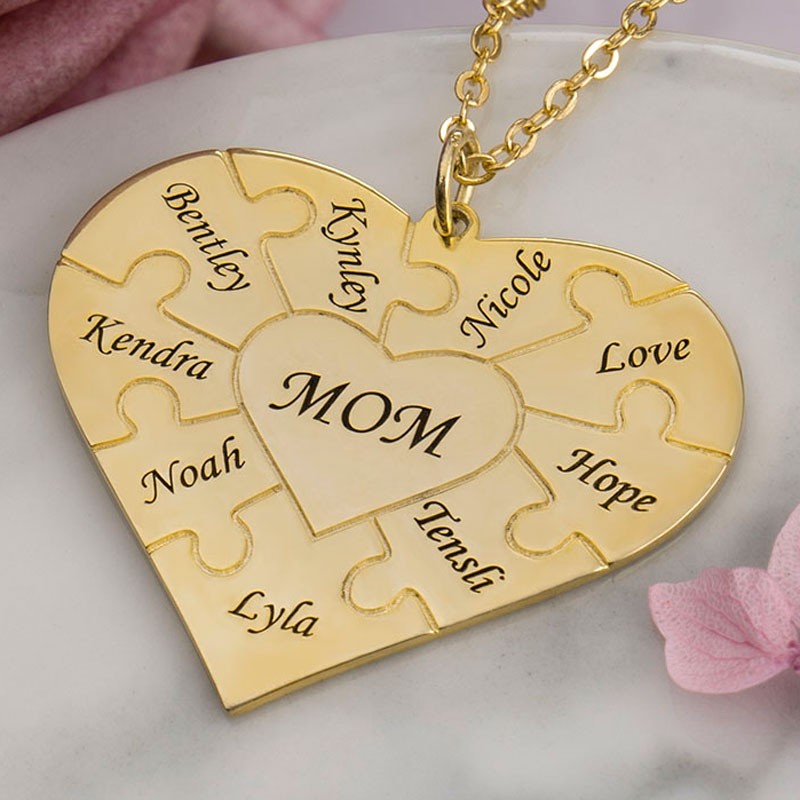 Gepersonaliseerde hartvorm 1-8 stuks ketting cadeau voor mama en oma