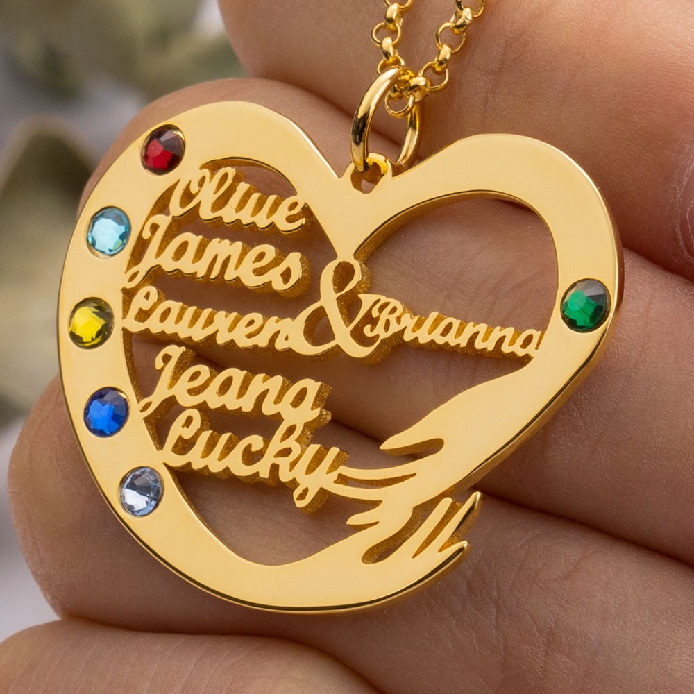 Gepersonaliseerde hart hanger met kinderen en mama of oma namen ketting Moederdag cadeau