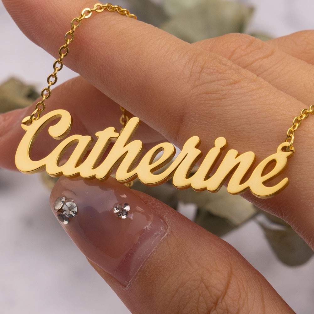 Gepersonaliseerde 18K gouden klassieke naamketting voor haar