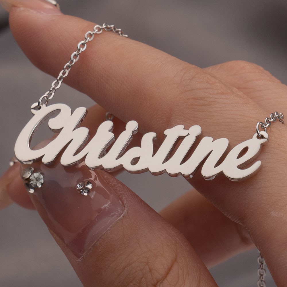 Gepersonaliseerde zilveren klassieke naam ketting voor haar