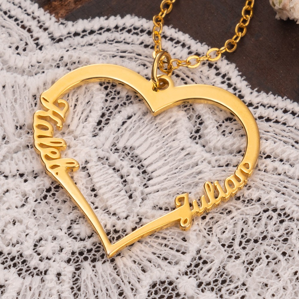 Gepersonaliseerde hartvormige naamketting voor paar Valentijnsdag verjaardagscadeau voor vriendin vrouw