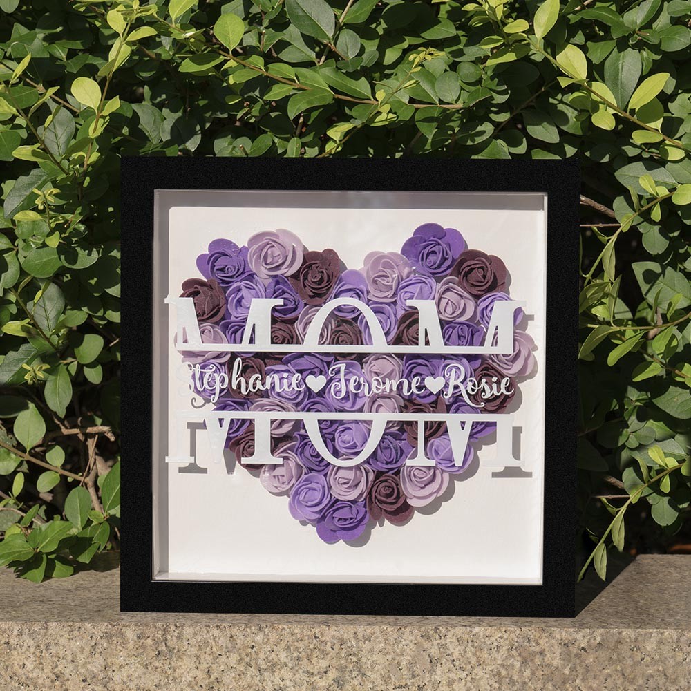 Gepersonaliseerde Mom Flower Shadow Box Cadeau voor Moederdag