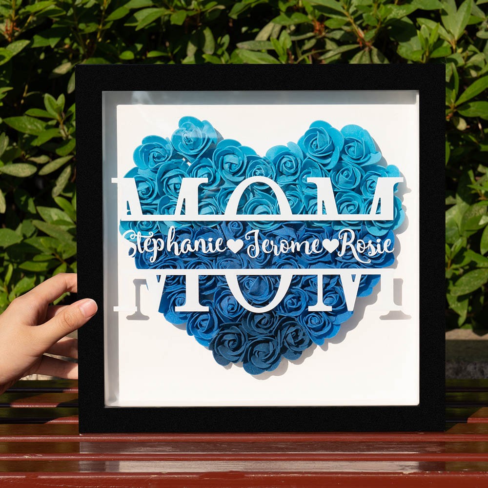 Gepersonaliseerde Mom Flower Shadow Box Cadeau voor Moederdag